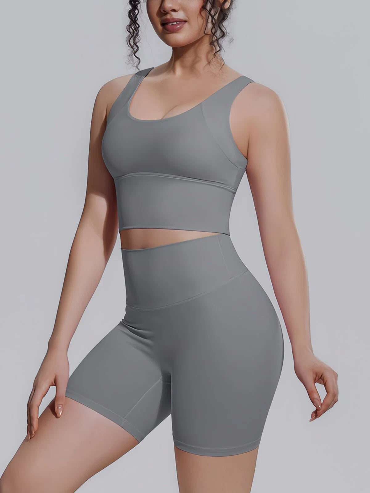 Flexvibe 2 Piece Workout Set Women – Racerback Tank & High Waist Biker Shorts, Tummy Control