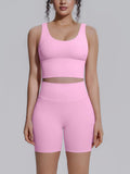 Flexvibe 2 Piece Workout Set Women – Racerback Tank & High Waist Biker Shorts, Tummy Control