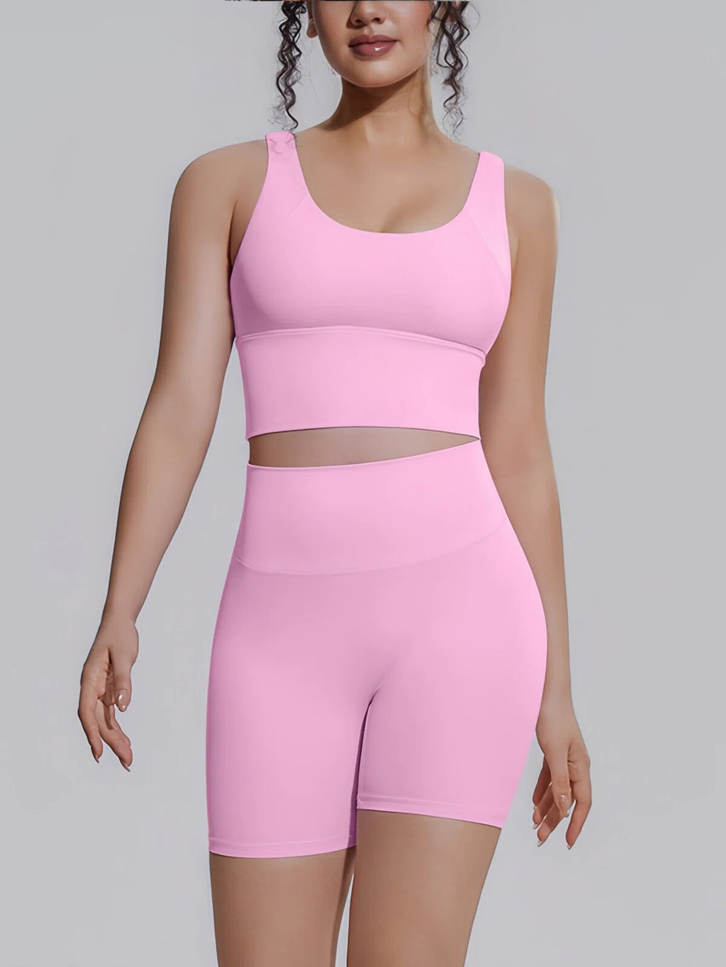 Flexvibe 2 Piece Workout Set Women – Racerback Tank & High Waist Biker Shorts, Tummy Control