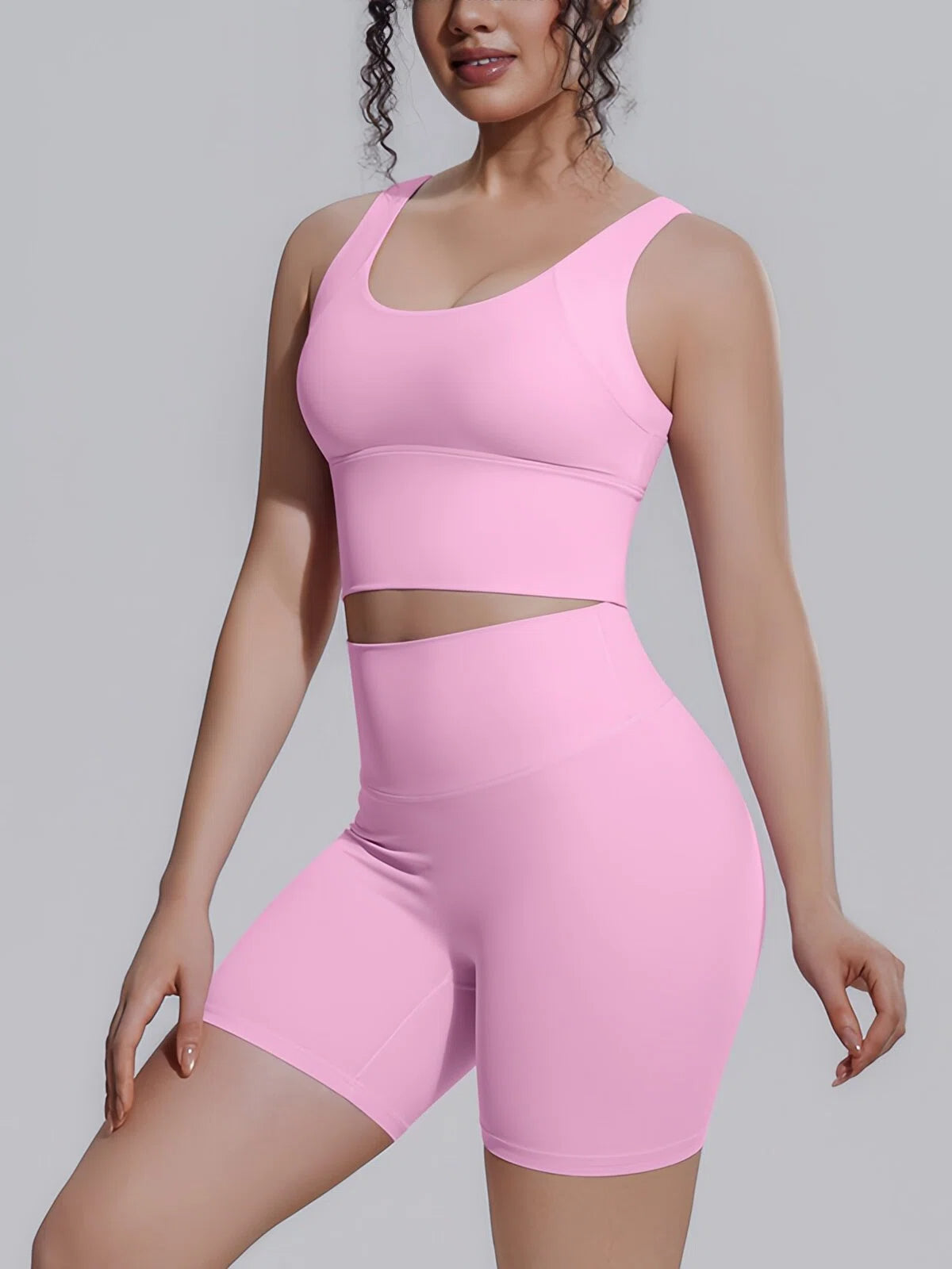 Flexvibe 2 Piece Workout Set Women – Racerback Tank & High Waist Biker Shorts, Tummy Control