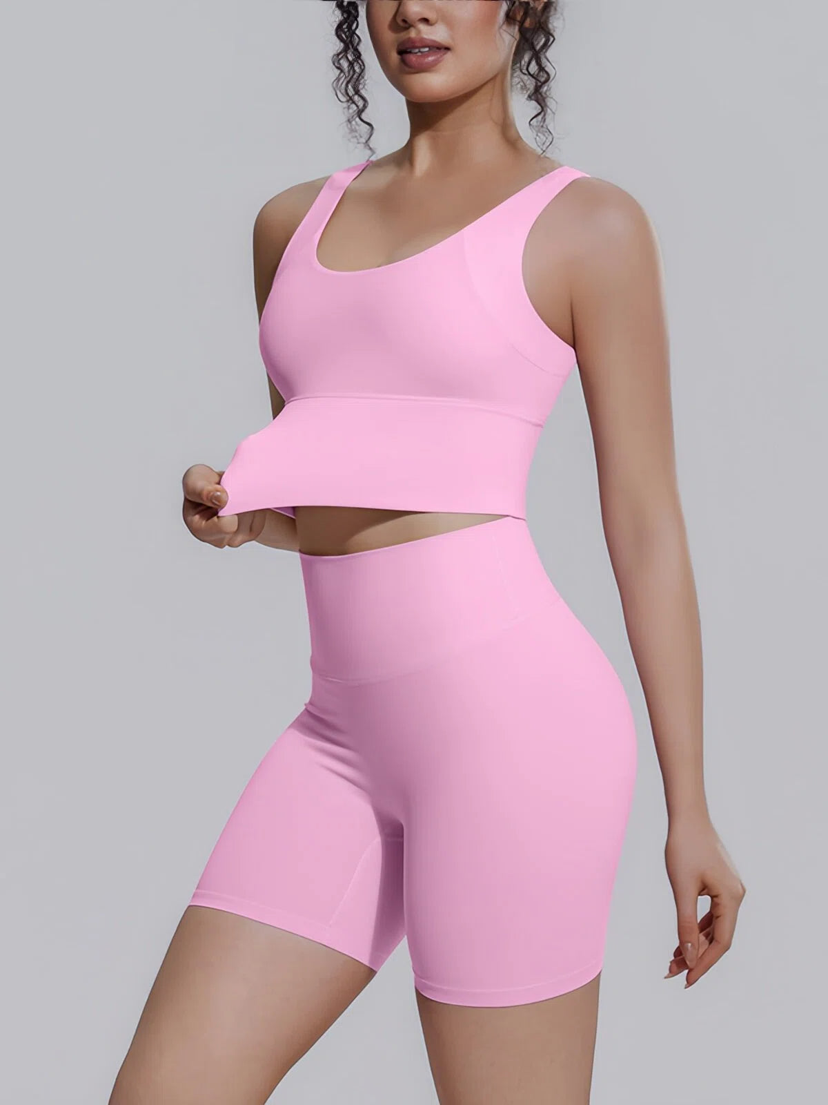Flexvibe 2 Piece Workout Set Women – Racerback Tank & High Waist Biker Shorts, Tummy Control