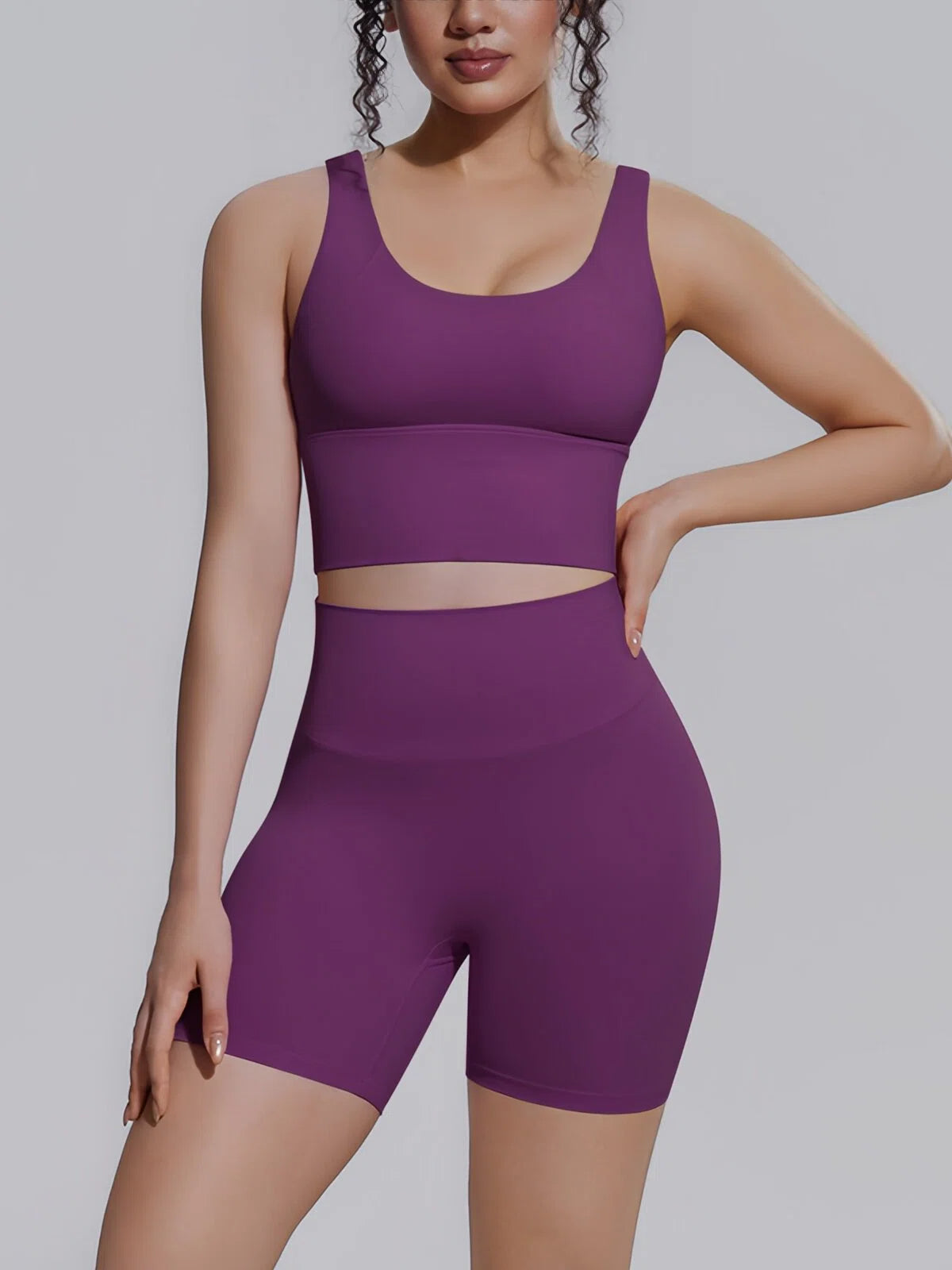 Flexvibe 2 Piece Workout Set Women – Racerback Tank & High Waist Biker Shorts, Tummy Control