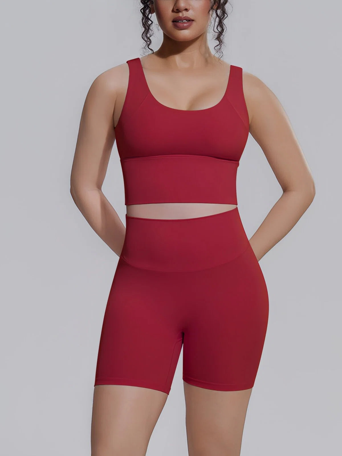 Flexvibe 2 Piece Workout Set Women – Racerback Tank & High Waist Biker Shorts, Tummy Control