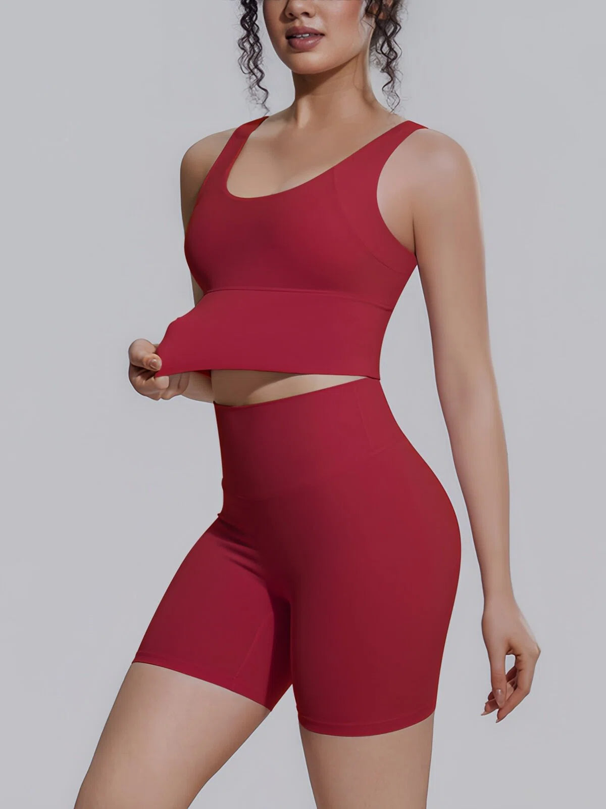 Flexvibe 2 Piece Workout Set Women – Racerback Tank & High Waist Biker Shorts, Tummy Control