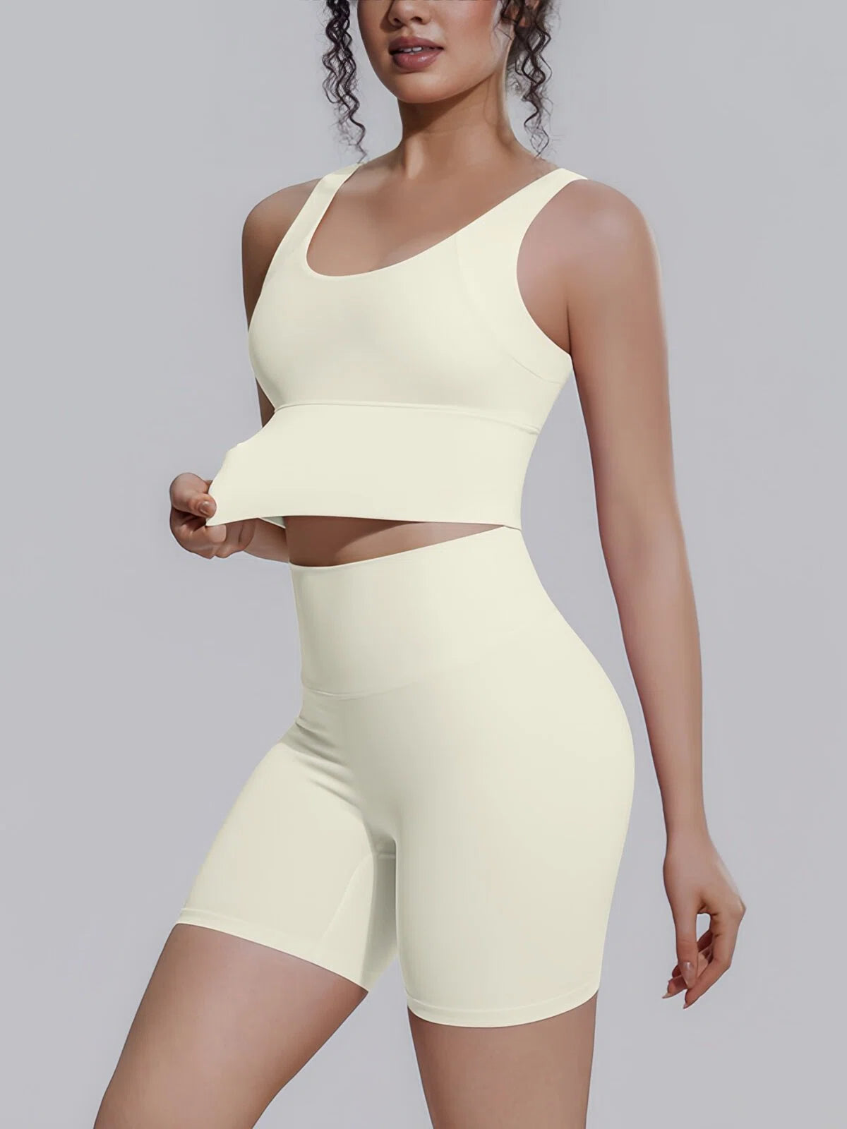 Flexvibe 2 Piece Workout Set Women – Racerback Tank & High Waist Biker Shorts, Tummy Control