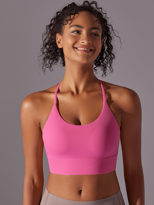 Flexvibe Double-Sided Nylon Sports Bra | Cross Back, Fixed Cup, High Elastic, 5 Colors, S–XL