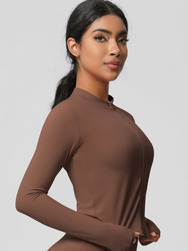 Flexvibe Women’s Fitness Yoga Jacket - Double-Sided Brushed Solid Color Lightweight