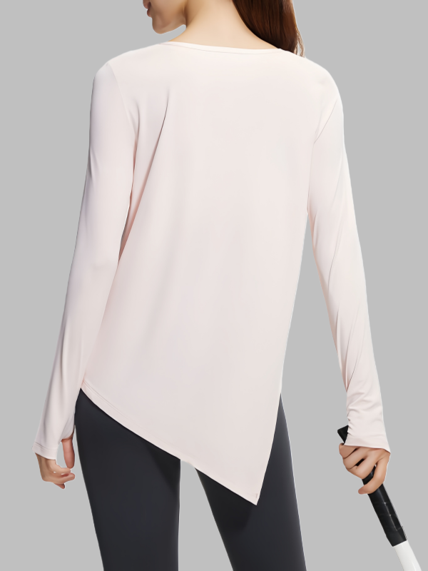 Flexvibe Ice Silk Yoga Hoodie Split Hem Thumb Loop Breathable Slim Fit Long Sleeve