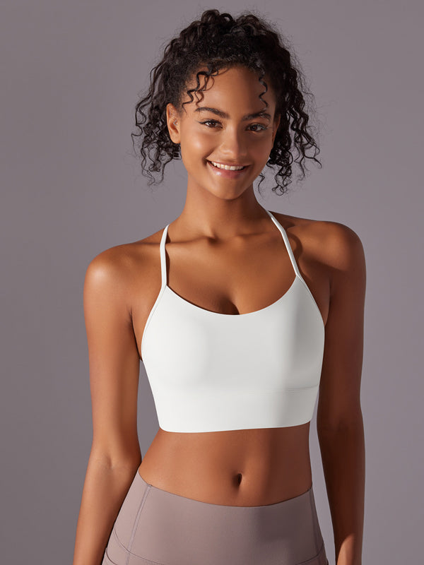 Flexvibe Double-Sided Brushed Yoga Bra Y-Back Fixed Cup Skin-Friendly
