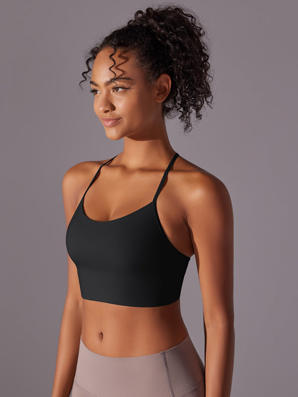 Flexvibe Double-Sided Brushed Yoga Bra Y-Back Fixed Cup Skin-Friendly