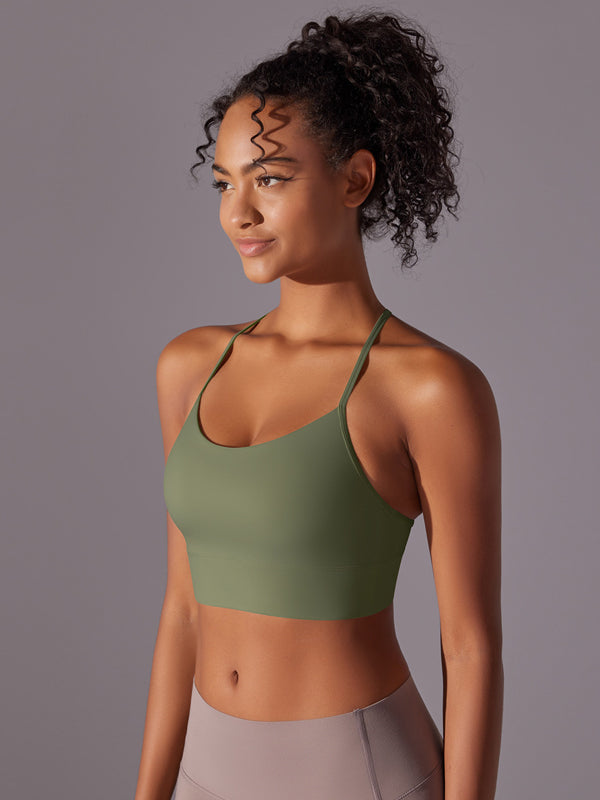 Flexvibe Double-Sided Brushed Yoga Bra Y-Back Fixed Cup Skin-Friendly