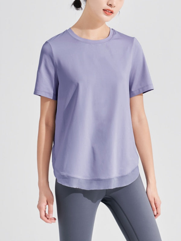 Flexvibe Plus-Size Breathable Mesh Yoga T-Shirt - Loose-Fit Gym Outdoor Running