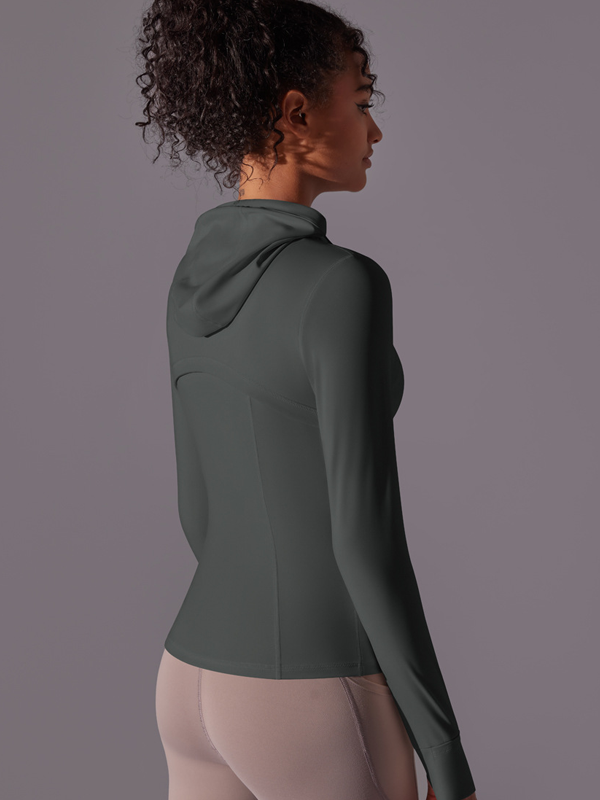 Flexvibe Zipper Pocket Hooded Sports Jacket - Breathable Slim-Fit Versatile Athletic Outerwear