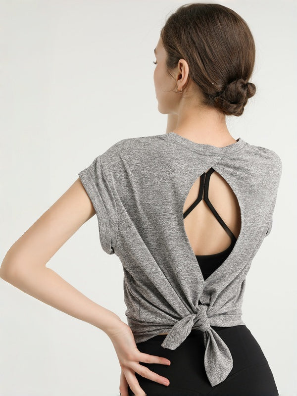 Flexvibe Quick Dry Sports Cover-Up Hollow Back Lightweight Elastic Yoga Tee