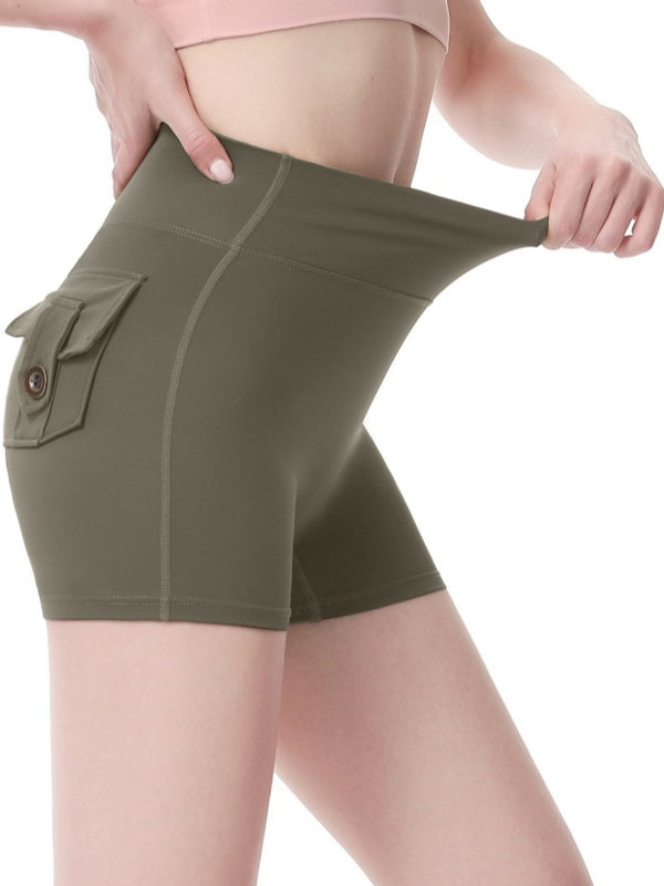 Flexvibe High-Waisted Utility Yoga Shorts - Stretchy Cargo-Pocket Workout & Daily Activewear