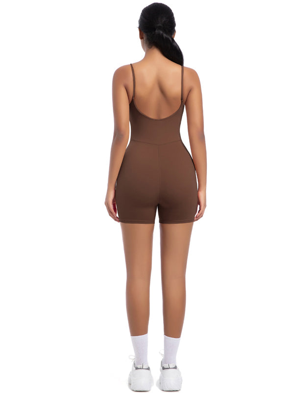 Flexvibe Barely-There Yoga Camisole Bodysuit - Seamless Stretchy Breathable Workout Wear