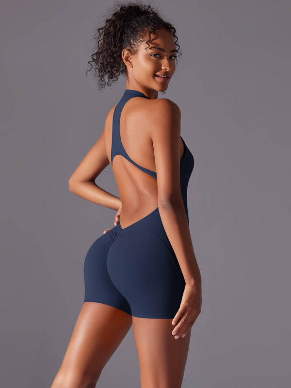 Flexvibe Sports Backless Bodysuit - Stretchy Breathable Moisture-Wicking Workout Wear