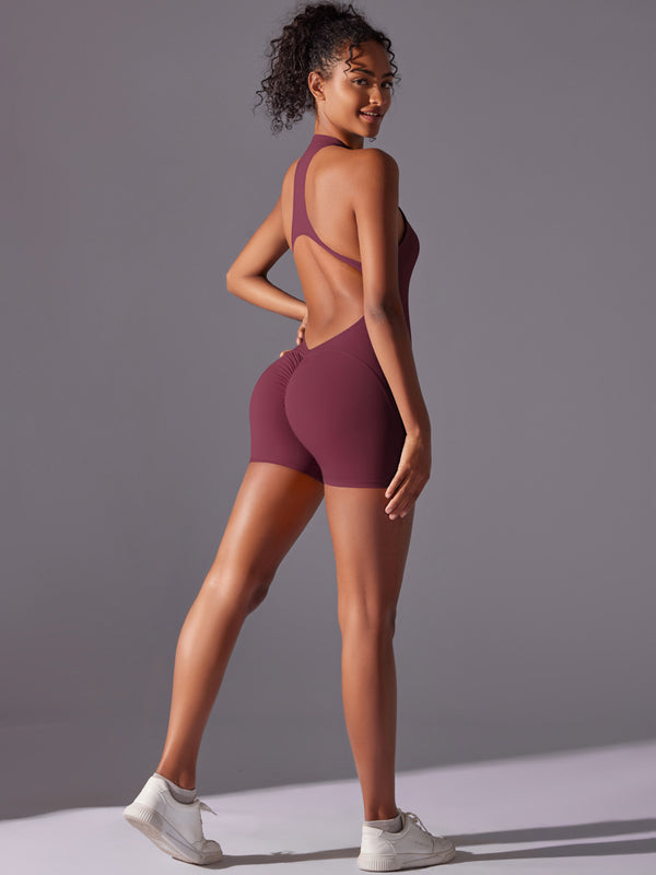 Flexvibe Sports Backless Bodysuit - Stretchy Breathable Moisture-Wicking Workout Wear