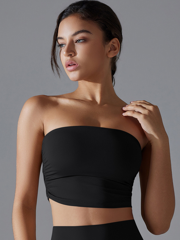 Flexvibe Strapless Ruffled Bra Anti-Slip Fixed Cup High Support Breathable