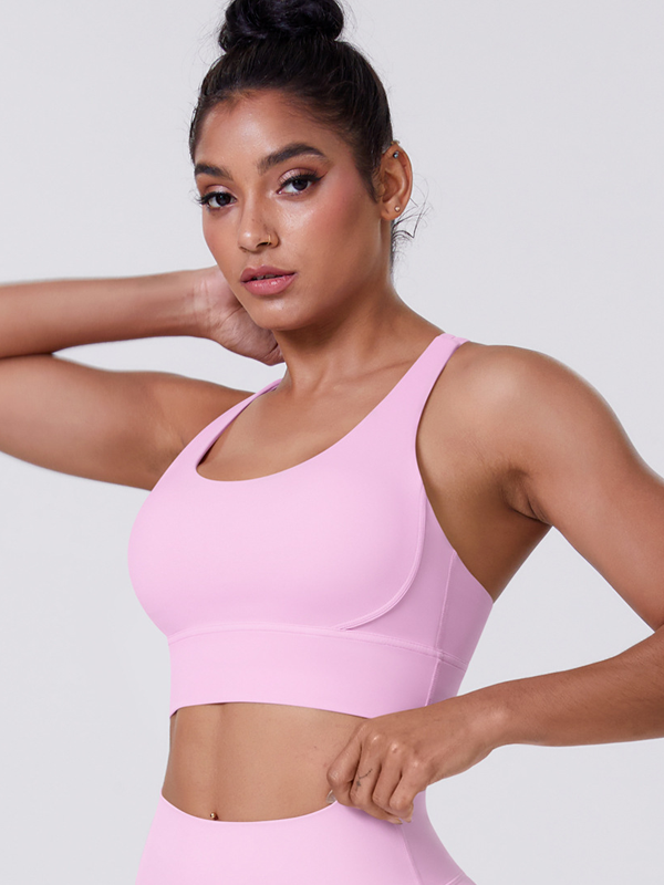 Flexvibe Brushed Cross Back Sports Bra High Support Breathable Removable Pads