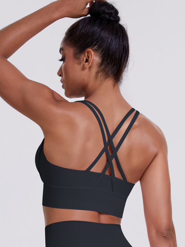 Flexvibe Brushed Cross Back Sports Bra High Support Breathable Removable Pads