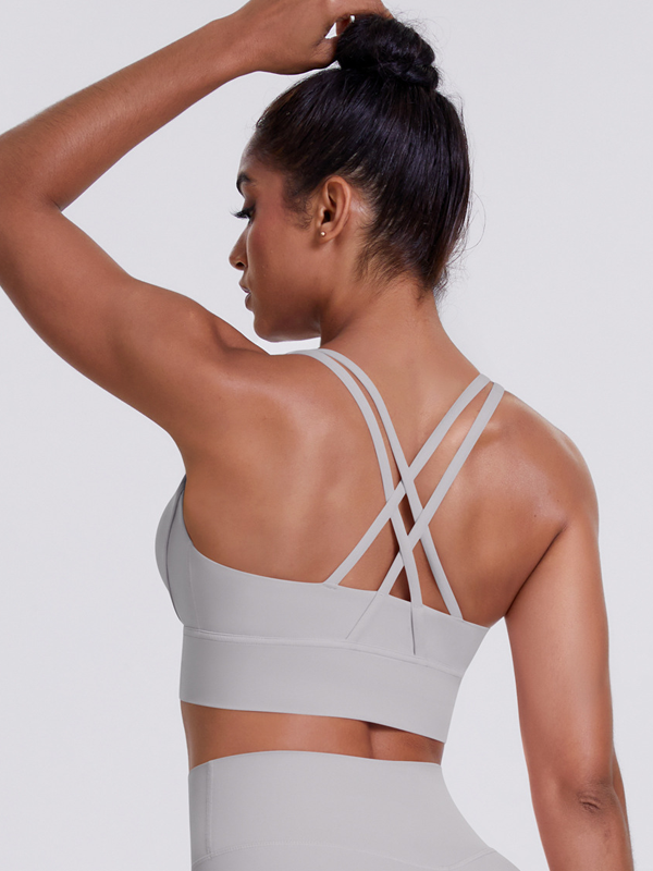 Flexvibe Brushed Cross Back Sports Bra High Support Breathable Removable Pads