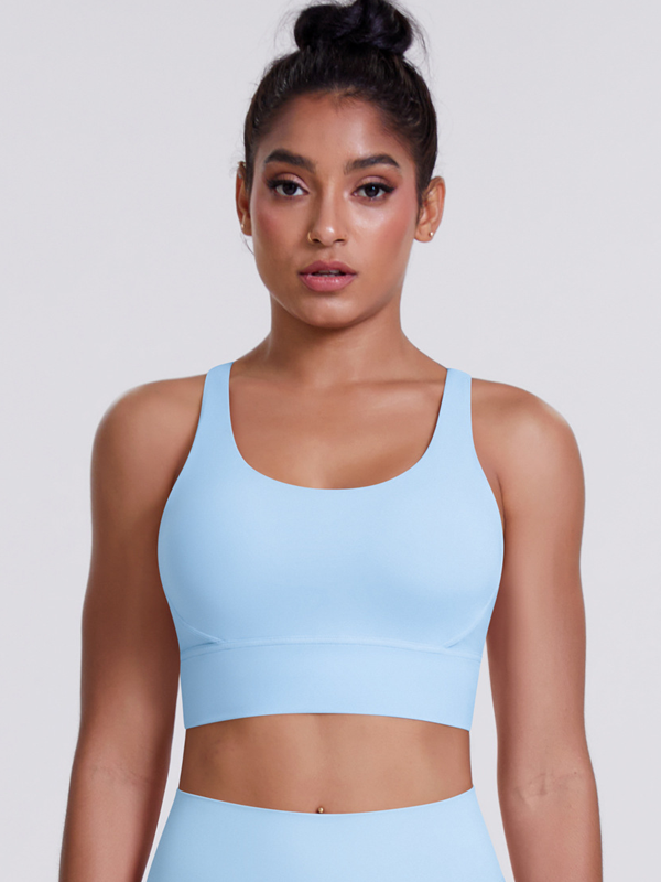 Flexvibe Brushed Cross Back Sports Bra High Support Breathable Removable Pads