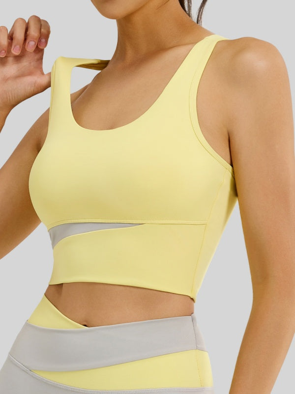 Flexvibe Color-Block Sports Bra - Wireless Supportive Breathable Non-Slip Yoga Gym Top