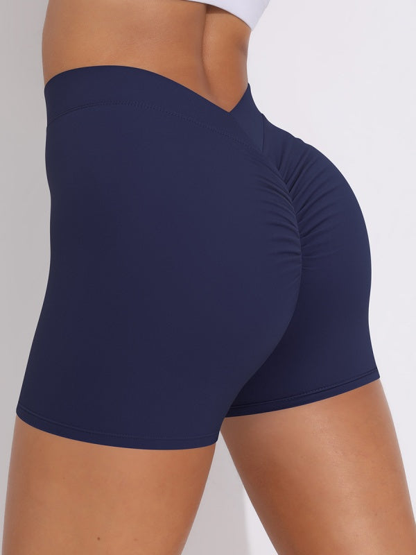 Flexvibe Brushed V-Waist Ruched Yoga Shorts - Tummy Control Butt Lifting Gym Wear