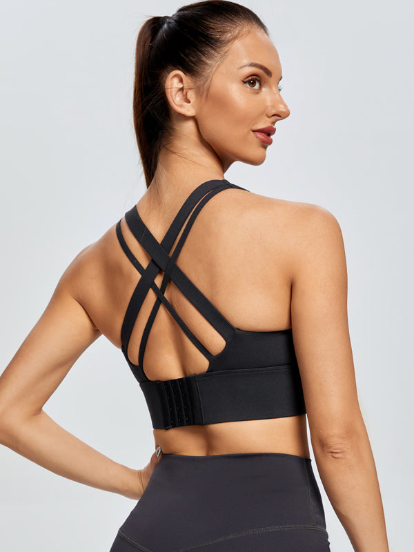 Flexvibe Tank Style Push Up Bra Crisscross Back Anti-Bounce for Gym Run