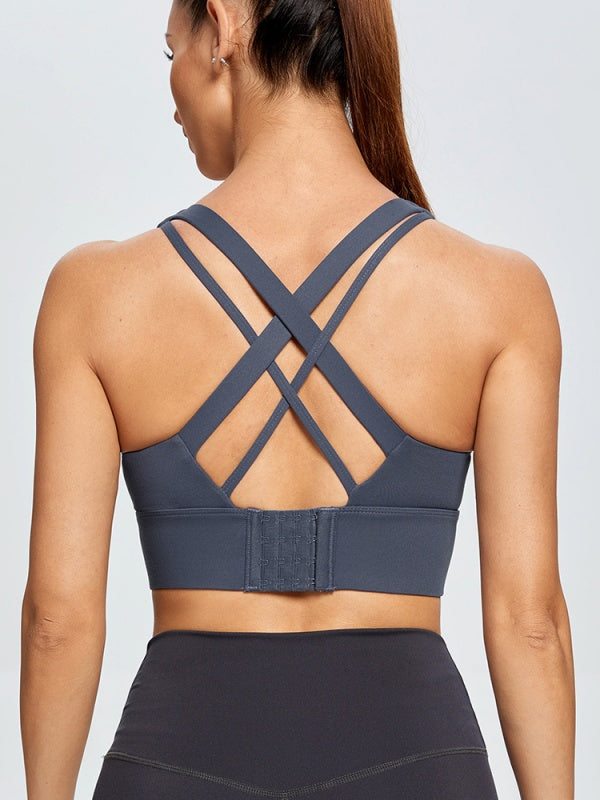 Flexvibe Tank Style Push Up Bra Crisscross Back Anti-Bounce for Gym Run
