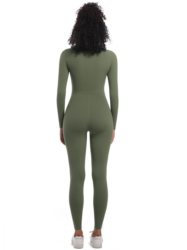 Flexvibe Women’s Yoga Pilates Bodysuit - Half-Zip Slim-Fit Breathable Athletic Wear