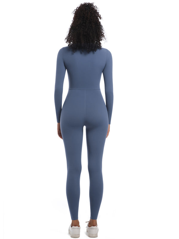 Flexvibe Women’s Yoga Pilates Bodysuit - Half-Zip Slim-Fit Breathable Athletic Wear