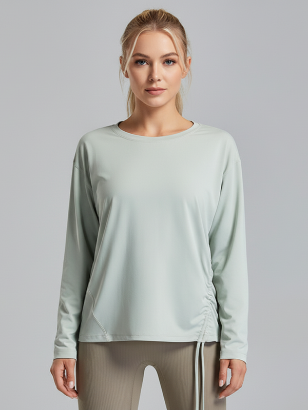 Flexvibe Drawstring Quick Dry Sports Top - S-5XL Breathable Long Sleeve Slim Loose Fit