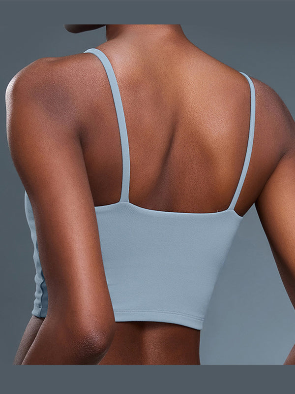 Flexvibe Backless Shockproof Sports Bra - Thin Straps Padded Cups High Elastic
