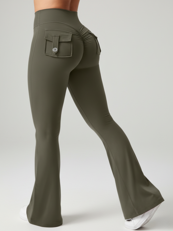 Flexvibe yoga leggings studio angle for gym-to-street, with high waisted and flared