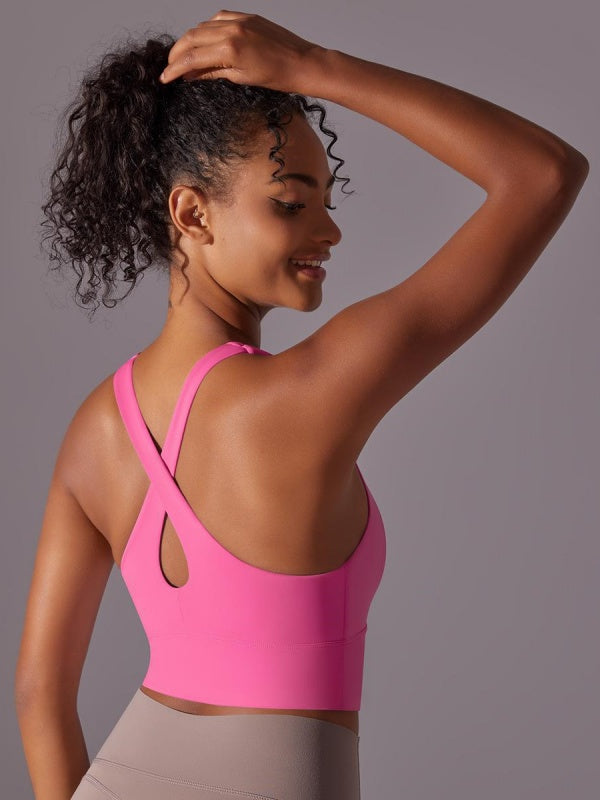 Flexvibe High Elastic Bare Feel Yoga Bra Seamless Crisscross Back Breathable