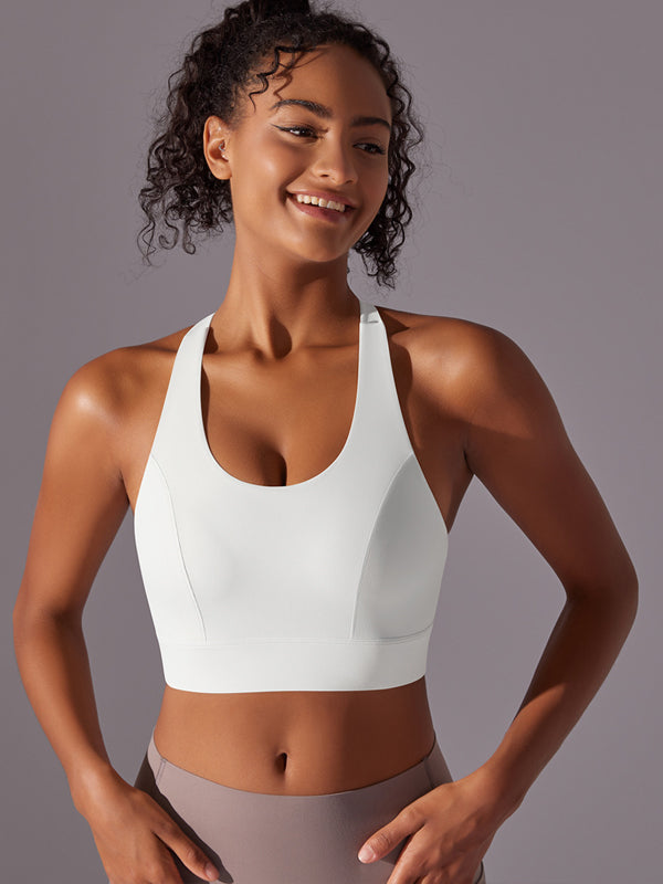 Flexvibe Seamless Bare Feel Sports Bra Racerback Fixed Pad Adjustable