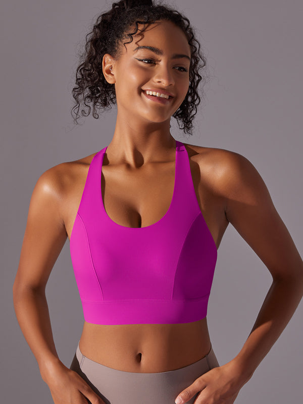 Flexvibe Seamless Bare Feel Sports Bra Racerback Fixed Pad Adjustable