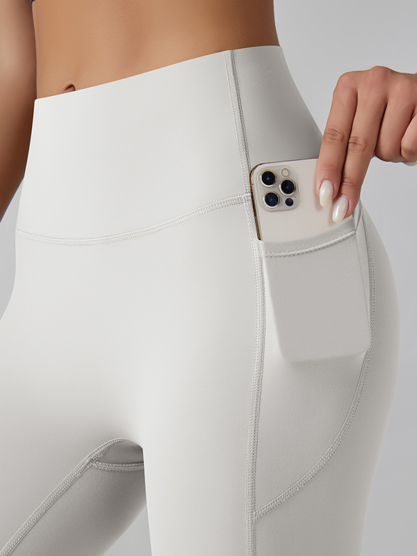 Flexvibe High Waisted Seamless Yoga Leggings - Barely There Side Pockets Butt Lifting Quick Dry