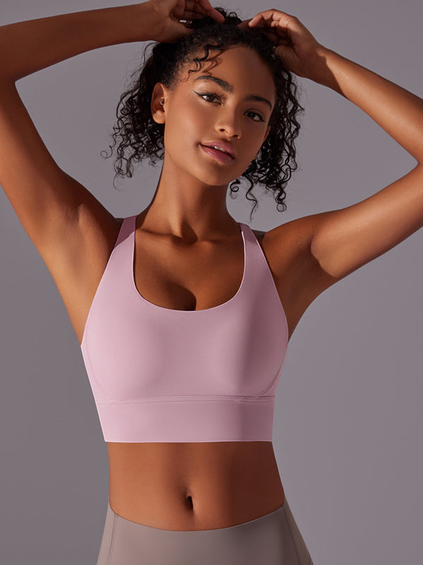 Flexvibe Double-Sided Brushed Sports Bra Cross Back Shockproof Fixed Pad