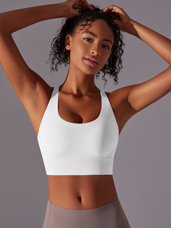 Flexvibe Double-Sided Brushed Sports Bra Cross Back Shockproof Fixed Pad