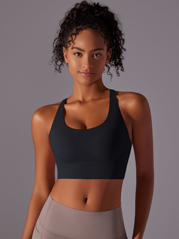 Flexvibe Double-Sided Brushed Sports Bra Cross Back Shockproof Fixed Pad