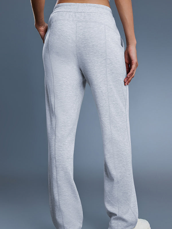 Flexvibe High Waisted Wide Leg Sweatpants Autumn Winter Butt Lifting Side Pockets Adjustable Buckle