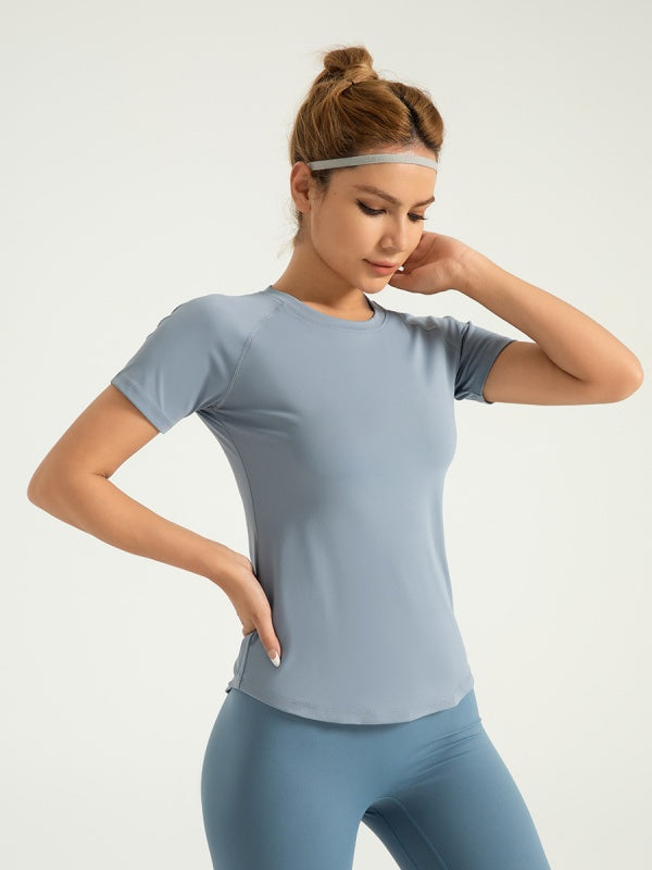Flexvibe Back Mesh Sports Tee Quick Dry Slim Fit Crew Neck Figure Flattering