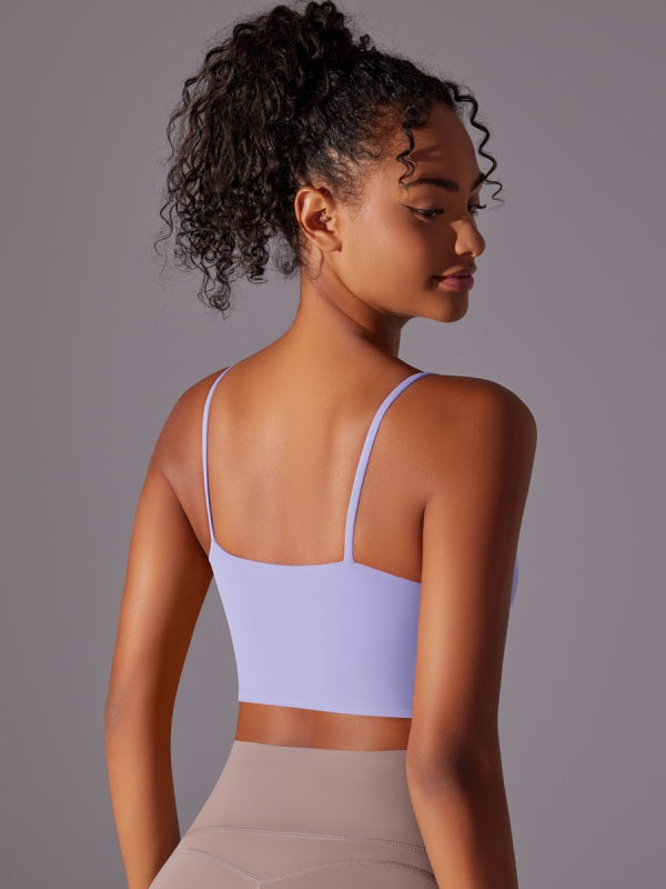 Flexvibe Double-Sided Nylon Sports Bra Semi-Fixed Cup High Elastic Tight Fit