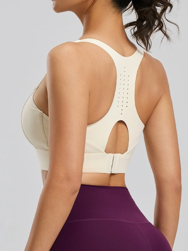 Flexvibe Breathable Hook and Eye Sports Bra - Front Closure Comfort Yoga Workout Bra