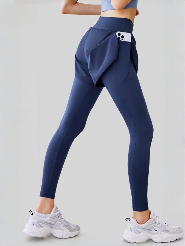 Flexvibe High-Waisted Fake Two-Piece Yoga Set - Buttery Soft Tummy Control with Pockets (Gym-Friendly)