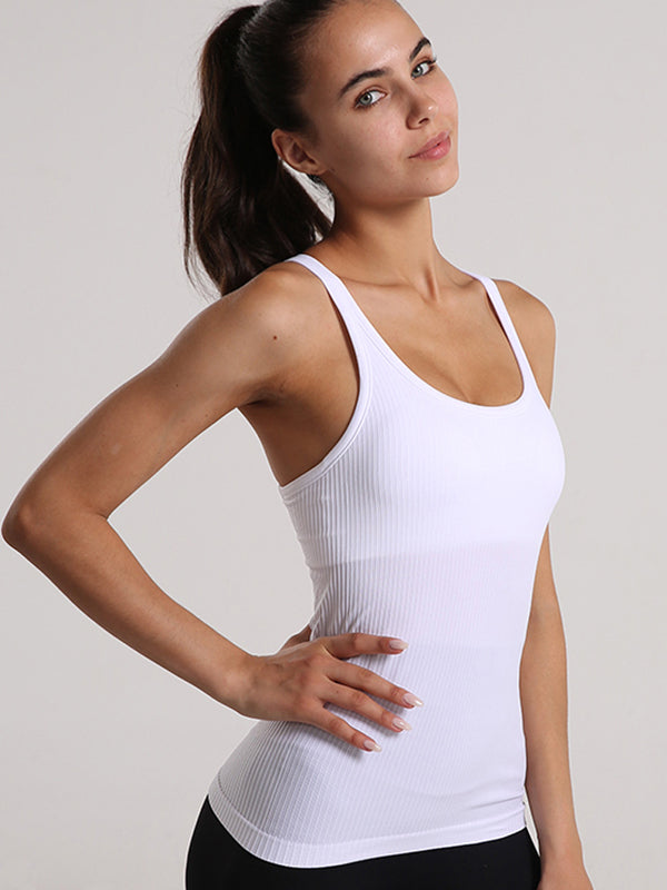 Flexvibe Women’s Fitness Yoga Tank - Long-Line Crisscross Racerback Breathable