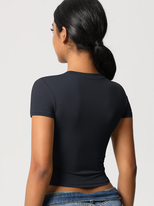 Flexvibe Double-Sided Nylon Sports T-Shirt - Quick Dry Slim Fit Breathable Short Sleeve